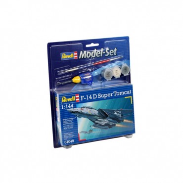 KIT PARA MONTAR REVELL MODEL SET AVIÃO F-14D SUPER TOMCAT 1/144 57 PEÇAS COMPLETO COM TINTAS COLA E PINCEL REV 64049